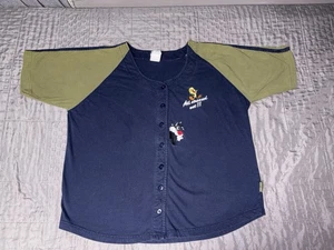 Vintage Tweety Bird Looney Tunes geknöpftes Baseball Trikot Shirt 90er Y2K Größe M - Bild 1 von 8