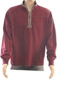GH Bass Hemd Herren LARGE 1/4 Reißverschluss rot LS gesteppt Logo Leder Zuglasche scharf! - Bild 1 von 13