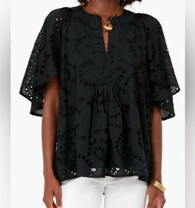 Tuckernuck + Pomander Place Black Eyelet Finley Flutter Sleeve Blouse | XL | New - Picture 1 of 6