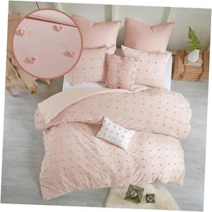  Cotton Comforter Set - Jacquard Tufts Pompom Design Twin/Twin XL(68"x92") Pink - Picture 1 of 7