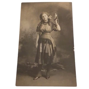 RPPC Vintage Gypsy Woman Portrait Photo Postcard Antique 1904-1918 Victorian - Picture 1 of 6