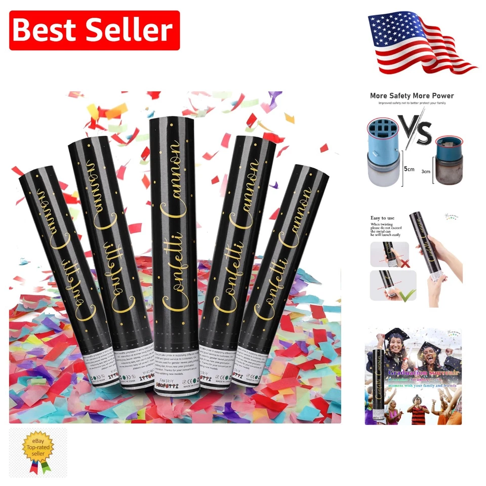 Pack de 5 poppers de confeti respetuosos con el medio ambiente - Añade brillo a tu fiesta Foto 1 de 4