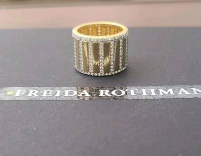Anillo Freida Rothman enchapado en oro de 14 quilates banda de cigarros pavé de ley $295 - talla 6 Foto 1 de 4