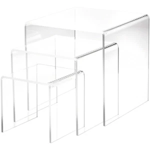 Elevadores cuadrados de acrílico transparente Plymor, 6", 8", 10" surtidos, juego de 3 (grandes) - Imagen 1 de 2