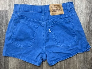 Vintage Levis 912 Blue Shorts Women 9 Jr White Tab Slim Fit USA 90s - Picture 1 of 10