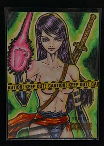 Psylocke Sketch Card Wolverine Fleer Ultra Aftermarket - Picture 1 of 3