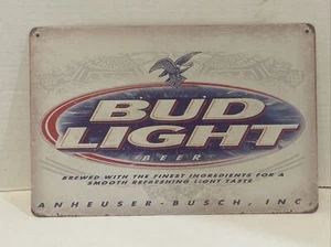 Anheuser Busch Bud Light Budweiser Retro Metal Cerveza Letrero Águila Nuevo - Imagen 1 de 1