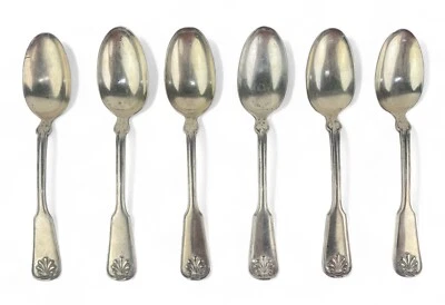 (6) Tiffany & Co. Sterling Silver Dinner Spoons Shell & Thread Pattern 7 1/8" - Image 1 of 4