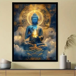 Gold Buddha Zen Framed Canvas Picture Print Wall Art Stunning Size 60cm x 40cm - Picture 1 of 5