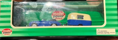 Model Power Minis #19690 Porsche 356B with Camper Trailer, New in Box - Image 1 of 3