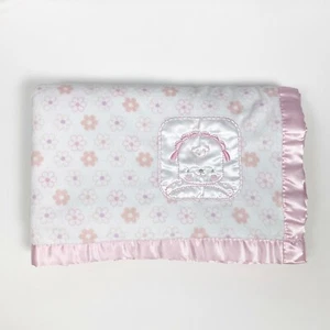 Manta de bebé floral rosa nuby bordada cordero oveja satinado flores - Imagen 1 de 4