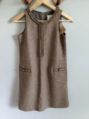 NEW Lands' End Youth Girls Size 8 Brown w Gold Sparkle Tweed Shift Dress NWT - Image 1 of 4