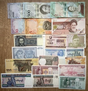 IBERMONEDA| 20 Billetes del mundo diferentes. India, Birmania, Venezuela... S.C. - Picture 1 of 3
