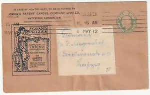 1912 KEVII POSTBRIEFPAPIER ENV TO DEUTSCHLAND PREIS KERZEN ILLUSTRIERTE ANZEIGE - Bild 1 von 2