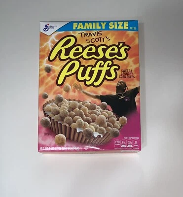 Reeses Puffs Travis Scott Cereal Cactus Jack FAMILY SIZE Rare Limited  - Image 1 of 4