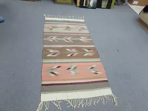 Vintage Südwestamerikanischer Teppich Handgefertigt Wolle Kelim Weben 30" x 60" - Bild 1 von 6