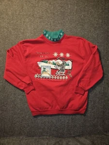 Vintage Bobbie Brooks Christmas Sweater Women's Large Pullover Red Holidays - Picture 1 of 7