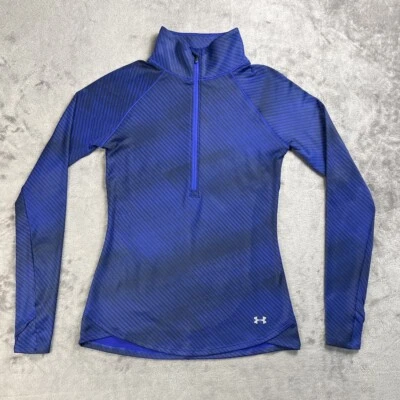 Under Armour Cold Gear 1/2 Zip Pullover Sweatshirt Women's SM/P Striped Blue - Image 1 of 4