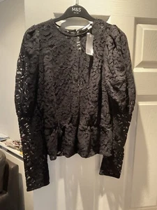 Bnwt H&M black lace top Open Back Size Xs 6 - Picture 1 of 4