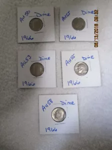 1966 Roosevelt Dime TEN CENT COIN (LOT OF 5 COINS) 1966 - Bild 1 von 7