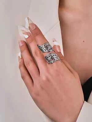 Anello Donna di metallo strutturato figura astratta colore argento - Immagine 1 di 3