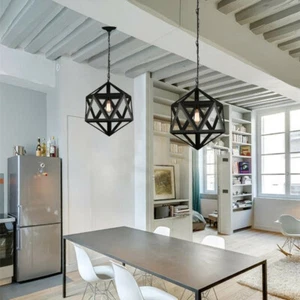 Vintage Pendant Light Shop Lamp Kitchen Chandelier Lighting Black Ceiling Lights - Picture 1 of 11