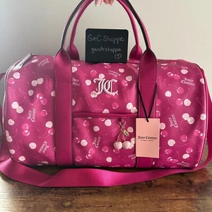 NWT Juicy Couture Cherry On Top Raspberry Pink Duffel Bag Crossbody Travel Viral - Picture 1 of 6