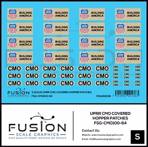 S Scale UPRR CMO Covered Hopper Patches Aufkleber Set - Bild 1 von 1
