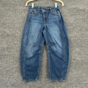GAP Kids Girls Barrel Jeans Size 10 High Rise Ankle Adjustable Waist Cotton EUC - Picture 1 of 13