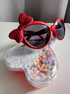 Minnie Mouse Red Sparkle Bow Minnie Mouse Sunglasses Glitter Hairbrush Girl Gift - Picture 1 of 6