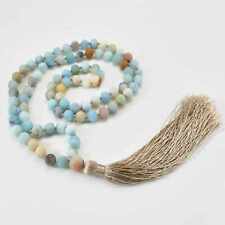 8mm Natural knot mala Amazonite gemstone beads necklace Classic Chic Mental