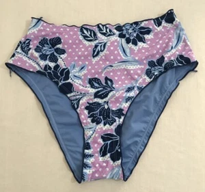 BCA Swim Bottom Womens Medium Purple Tropical Bikini Floral Ruffle Edge - Picture 1 of 12