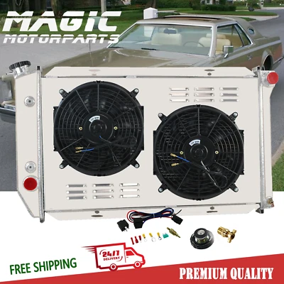 4 Row Radiator+Shroud Fan For 1972-1979 Ford LTD II Ranchero/ Lincoln Mark V V8 - Image 1 of 4