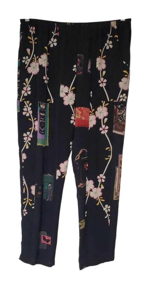 Harari Silk Pull-On Pants Size Medium Floral - Image 1 of 3