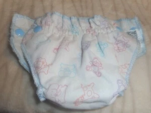 Doll Cloth Diaper Cover White Elephants Lions Giraffes Teddy Bears Thick Liner - Picture 1 of 10
