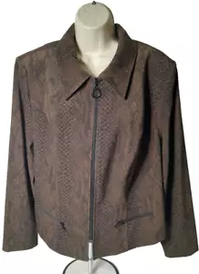 Vintage Lord and Taylor The American Woman Zip Up Snakeskin Jacket Plus Size S - Picture 1 of 17