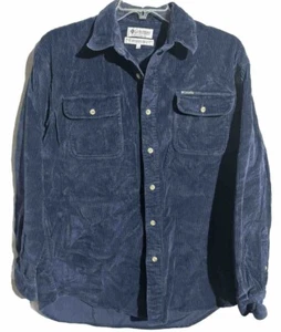 Vintage Columbia Corduroy Sz L Blue Cord Button Cotton Shirt Mens - Picture 1 of 10