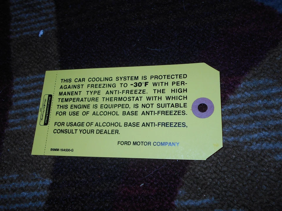 Ford Galaxy Fairlane Falcon 1959 1960 1961 1962 1963 1964 etiqueta anticongelante nuevo Foto 1 de 1