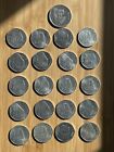COLLECTION OF 21 ALUMINIUM  NATIONAL TRANSPORT TOKENS 6 DESIGNS 1980s