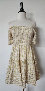 Anthropologie Dress New Size Medium White Yellow Floral Coquette Garden Ballet - Picture 1 of 6