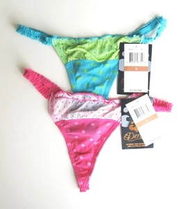 A0201 Dereon by Beyonce NEW D4322 Polka Dots Sheer Mesh Pleated Waist G-Strings - Picture 1 of 7