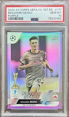 2022-23 Topps UEFA Club Competitions 1st Edition Benjamin Sesko  /30 PSA 10 - Image 1 of 2
