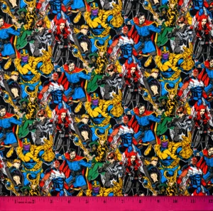 Marvel Comics Fabric - HALF YARD - 100% Cotton Quilting Villains Thanos Hawkeye - Picture 1 of 1