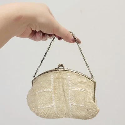 Vintage 30s Beaded Tiny Mini Bag Purse Handbag - Image 1 of 4