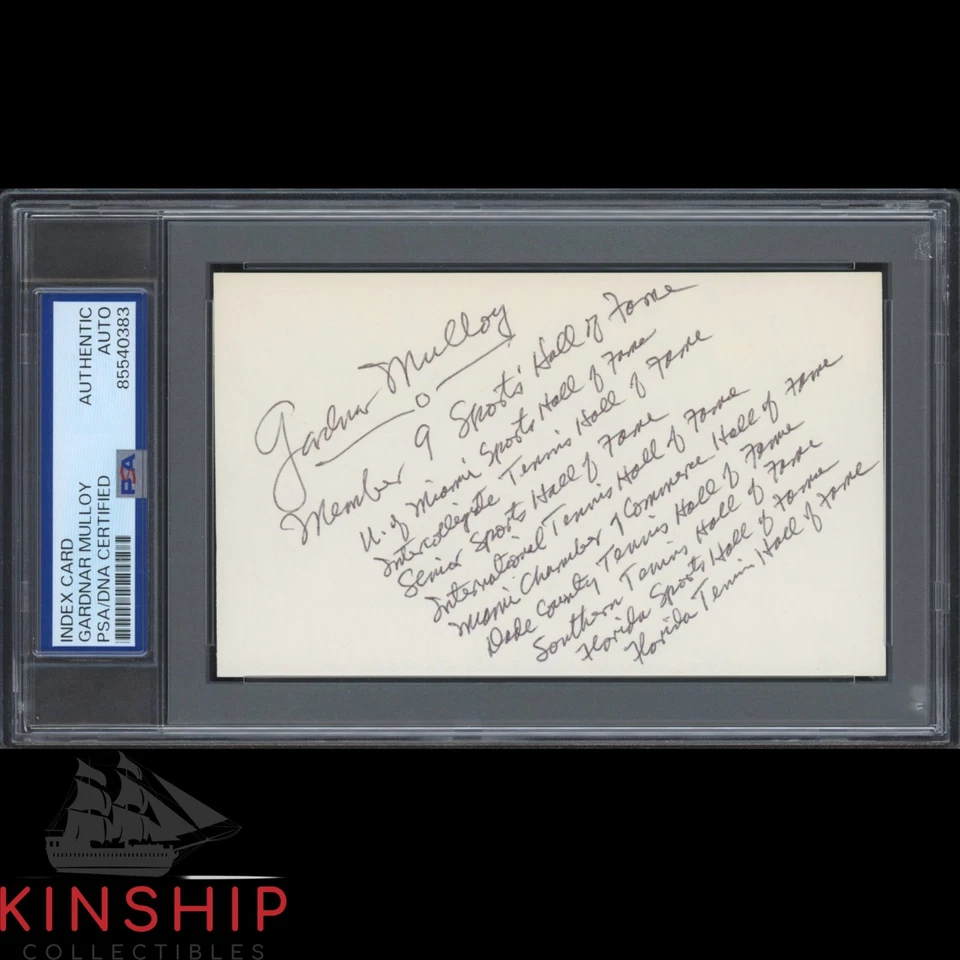 Gardnar Mulloy signed 3x5 Index Card PSA DNA Slab Rare Tennis Auto C5274 - Image 1 of 1