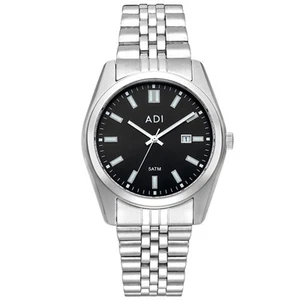 Adi Men's Elegant Stainless Steel Watch, Black Dial & Date, 40mm, Waterproof 50m - Picture 1 of 7