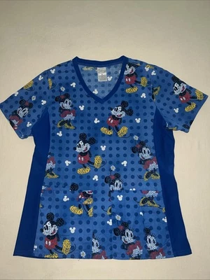 Женские скрабы с персонажами Disney Mickey Mouse синие эластичные боковые 4 кармана размер M - Изображение 1 из 4