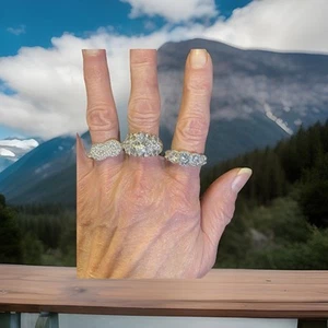 Set Of 3 Cz .925 Sterling Silver Beautiful! - Picture 1 of 13