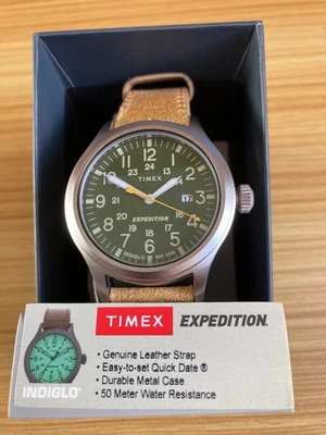 Timex Expedition Scout (40mm) Green Dial / Brown Leather Strap TW4B23000 Watch - Image 1 of 4