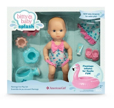 American Girl Bitty Baby Splash Flamingo Fun Play Set with Blonde hair Blue Eyes - Image 1 of 2